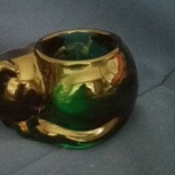 Vintage Glass Cat Curled up Candle Holder - Picture 1 of 3